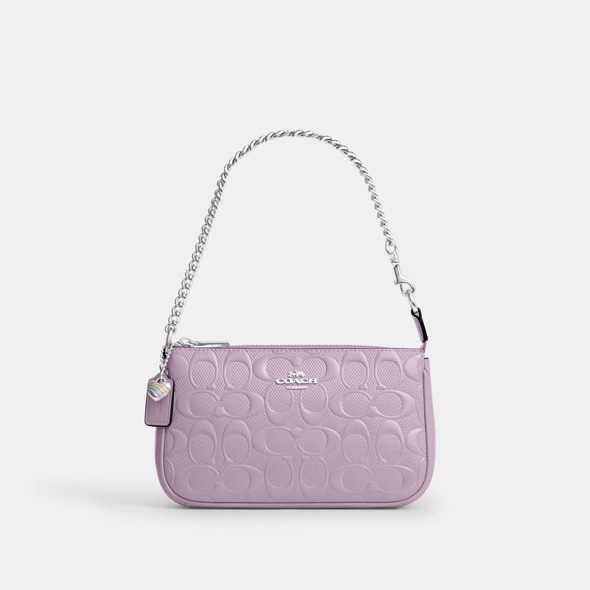 Nwt Coach Nolita 19 In Signature Leather With Heart Charm Violet